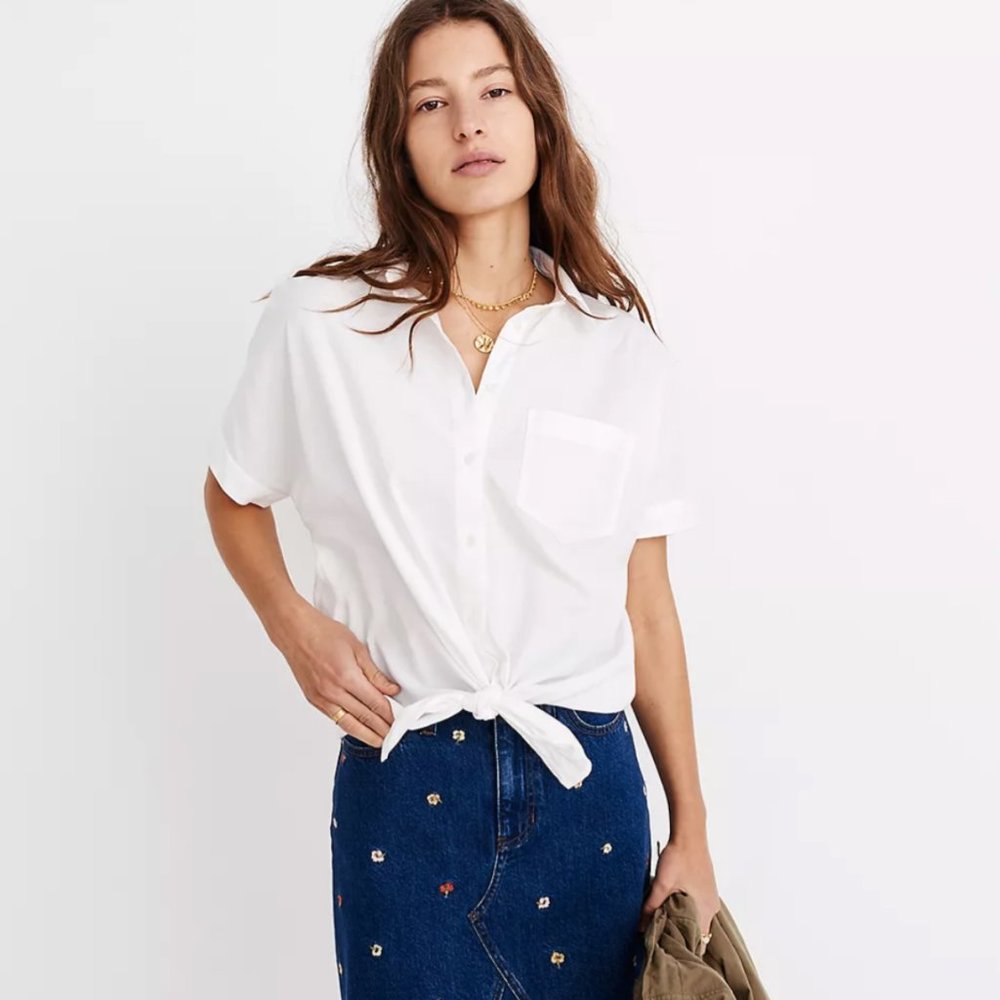 Madewell Short-Sleeve Tie-Front Shirt